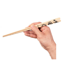 Load image into Gallery viewer, Maple chopsticks with black dragon artwork full. Not personalized square image