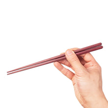 Load image into Gallery viewer, Purpleheart Chopsticks being held by hand. Custom or personalized options available