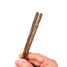 Load image into Gallery viewer, Bocote Wood Chopsticks end detail woodgrain. Custom personalized engraving not shown