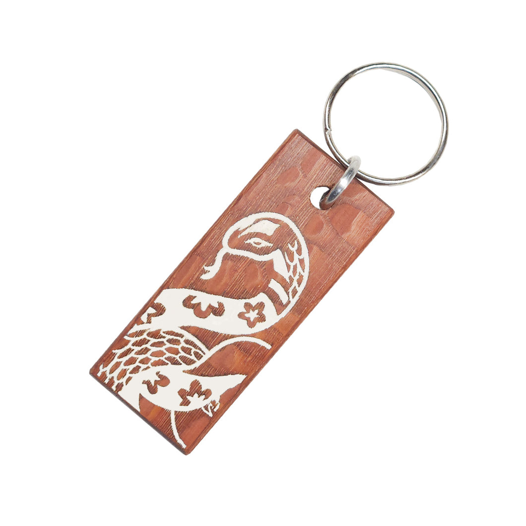 Snake Art Wood Keychain