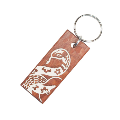 Snake Art Wood Keychain