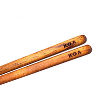 Load image into Gallery viewer, Rare Koa Wood Chopsticks end detail woodgrain &amp; engraving. Custom personalized engraving shown
