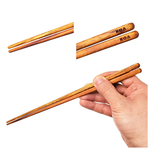Rare Koa Wood Chopsticks 3 image showcase. Custom personalized engraving shown