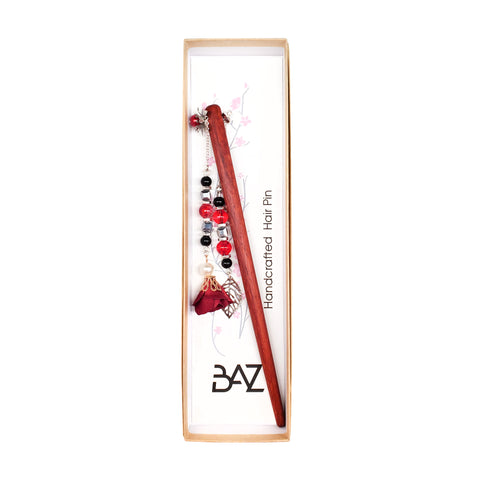 Red Leaf Design Hairpin