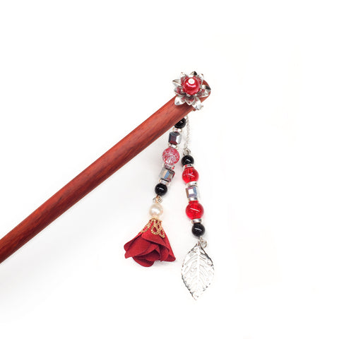 Red Leaf Design Hairpin