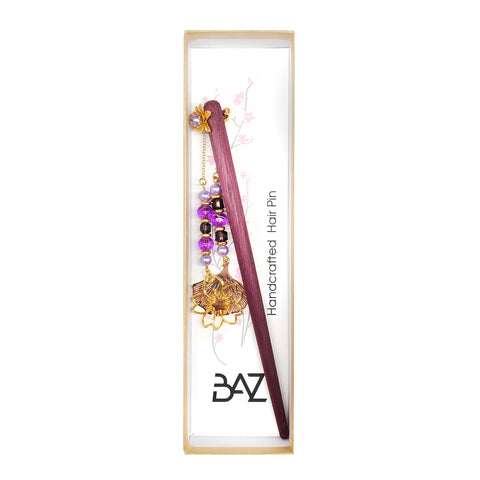 Purpleheart Flower Design Hairpin