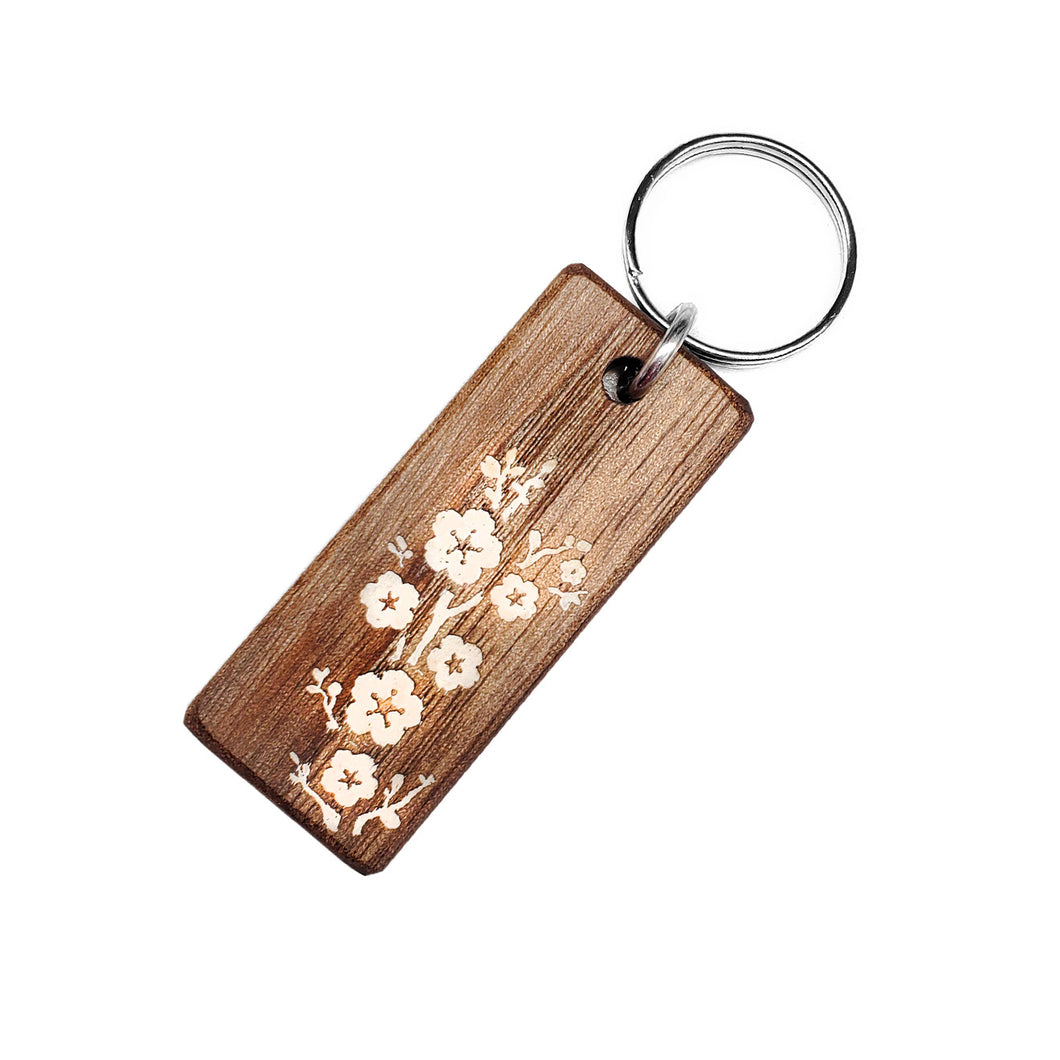 Cherry Blossom Wood Keychain
