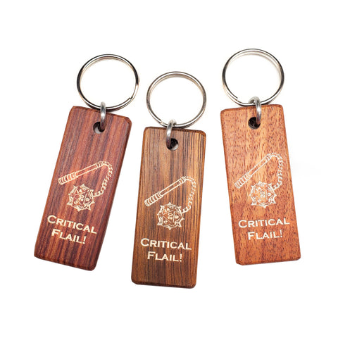 Critical Flail Wood Keychain