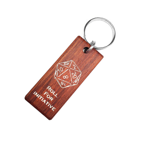 Roll for Initiative Wood Keychain