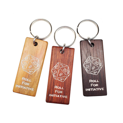 Roll for Initiative Wood Keychain