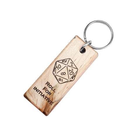 Roll for Initiative Wood Keychain