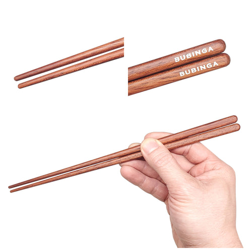 Bubinga brown wood Chopsticks three image showcase. Custom personalized engraving shown